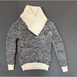 Leif Nelson Sweater Mens Marl Knit Zipper Collar Size M